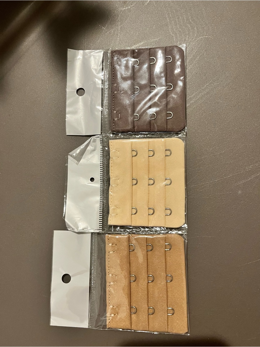 3-Pack Neutral Bra Extenders in Brown, Beige, and Tan